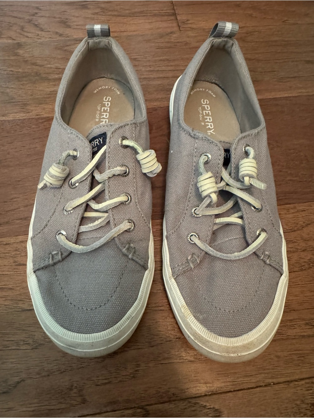 Sperry Women’s Gray Canvas Sneakers with Cream Accents